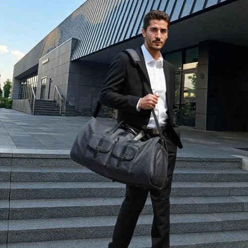 Image of UNIQUEBELLA Carry-on Garment Bag Large Duffel Bag Suit Travel Bag Weekend Bag Flight Bag with Shoe Pouch for Men Women Age: Over 6 Years Old, Drak Grey, Medium, Duffel