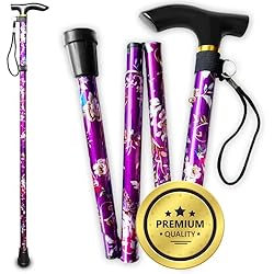 Caminadora Mecanica Plegable OrtoPrime Bastones para Mayores Extensible y Plegable - para Caminar Ancianos - Altura Regulable - Muletilla ortopédica Adultos - Flores