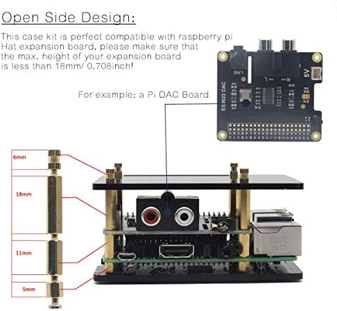Raspberry Pi 4 Case, Raspberry Pi Universal HAT Size Case DIY Kit, Pi 4B Protective Acrylic Case for Raspberry Pi 4 Model B, Raspberry Pi 3B+, 3B, 2B, B+ and Raspberry Pi Hat Expansion Board