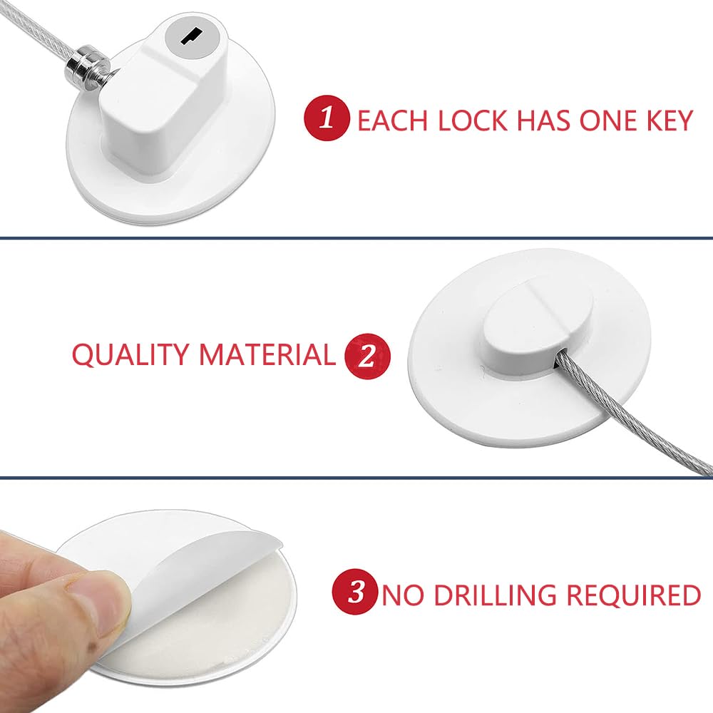 Fapiwen Child Lock for Drawers, Cabinet Lock, Safety Door Locks with Key for Cupboard,Cabinets,Fridge & Freezers,Child Security Locks,Childproof Your House,with Adhesive,Residue-Free(White),Pack of 1 - Image 2 thumbnail
