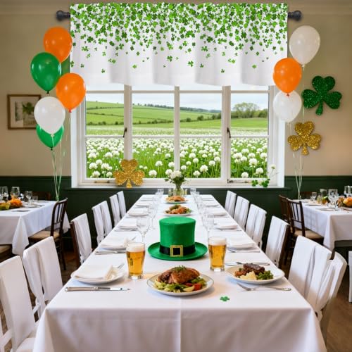 Gosuoa St Patricks Day Shamrock Curtains Valances, 54 x 18 Inch — view 6