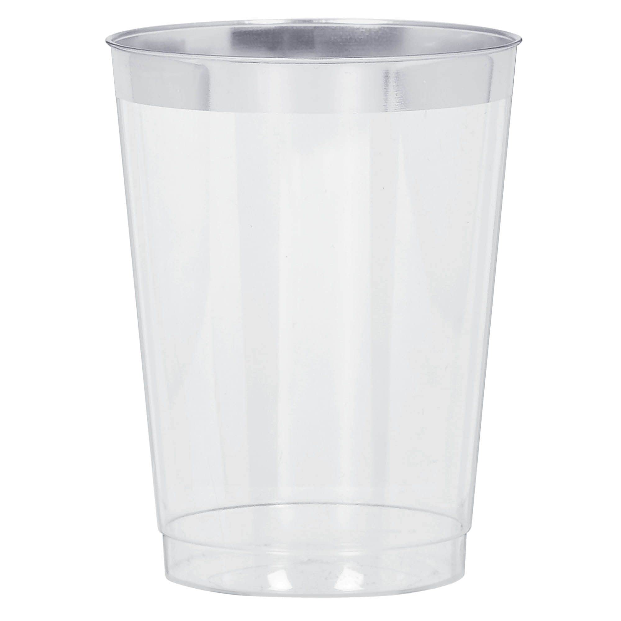 (PKT) 20 Pack Premium Tableware Silver Trim Plastic Tumblers 284ml