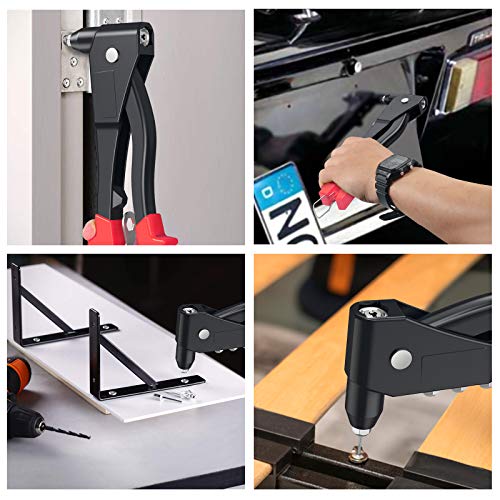 eSynic Riveting Tool Pop Rivet Kit, Professional Pop Rivet Gun Heavy Duty Hand Riveter Kit Rivet Tool with 200 Rivets-2.4mm 3.2mm 4mm 4.8mm four Sizes for Metal, Wooden and Plastic - Thumbnail 3