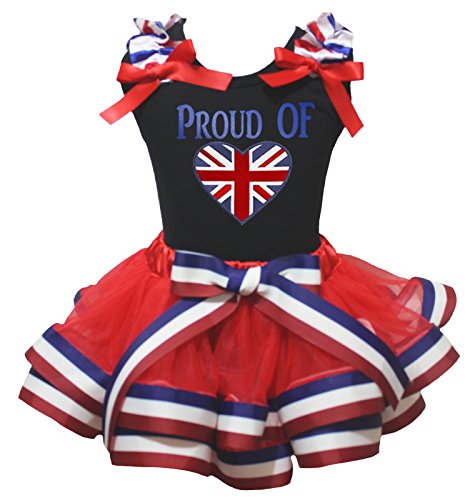 Vestido de bandera de Reino Unido con falda de pétalos roja para niñas y bebés