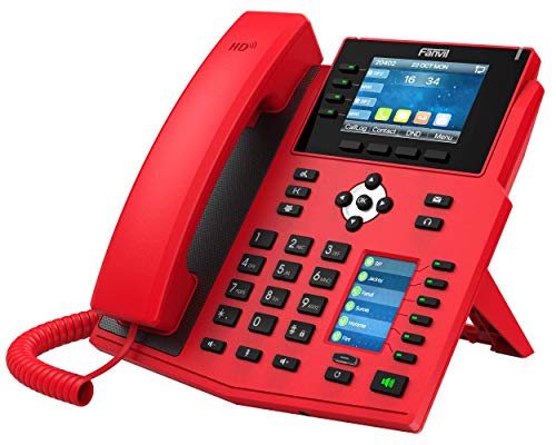 Fanvil X5U-R High-End VoIP Phone, 3.5-Inch Color Display, 2.4-Inch Side Color Display for DSS Keys. 16 SIP Lines, Dual-Port Gigabit Ethernet, Power Adapter Not Included, Red Fanvil X5U-R High-End VoIP Phone, 3.5-Inch Color Display, 2.4-Inch Side Color Display for DSS Keys. 16 SIP Lines, Dual-Port Gigabit Ethernet, Power Adapter Not Included, Red