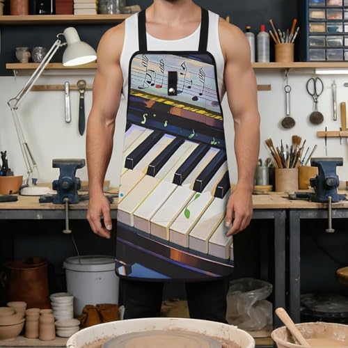 Delantal ajustable con diseño piano para hombres y mujeres miniatura 4