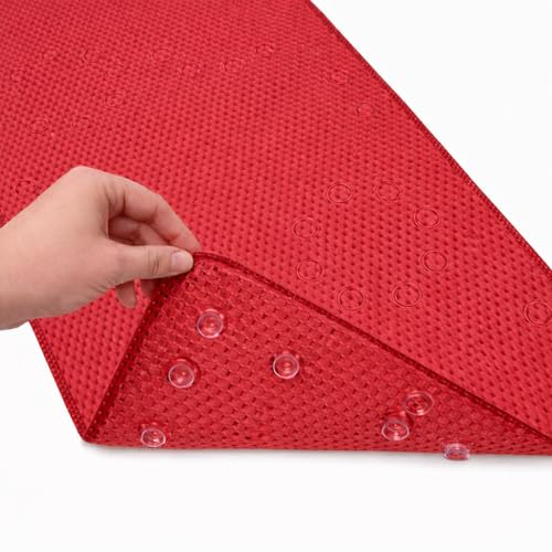 Bathtub Mat Non Slip Bath Mat for Tub Non Slip Tub Mat Extra Large 36 x 17 in Bathtub Mat with Suction Cups & Drain Holes Soft Foam Machine Washable Red