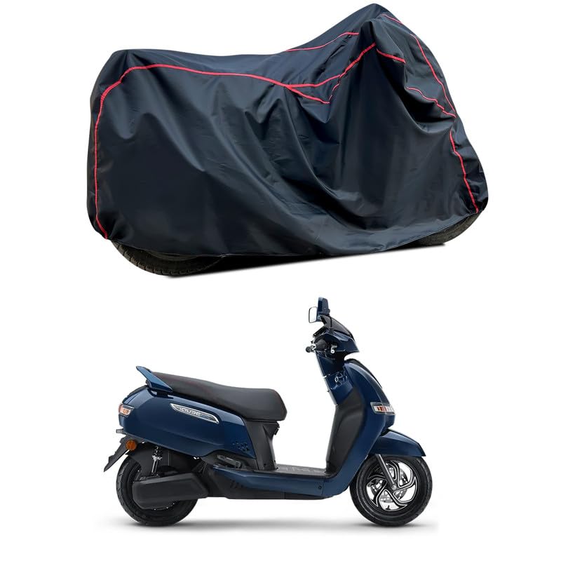 Image of Waterproof Scooter Cover Compatible with TVS iQube Fabric UV Protection (Black)