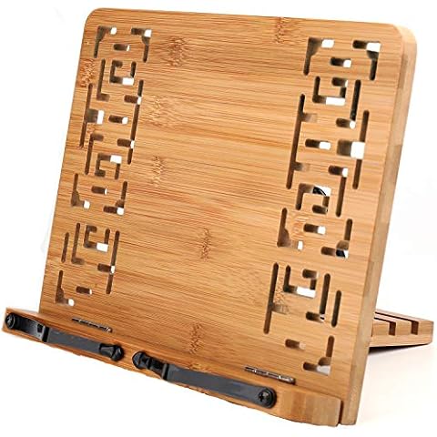 Lawei Bamboo Cookbook Holder with Adjustable Angles Cover
