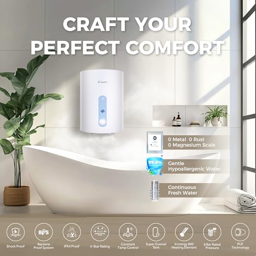 Image of Candy Water Geyser 25 Ltr 4 Star Electric Geyser 2000W Water Heater for Home Free Installation| Warranty 7 Yr on Tank| Shock Proof| Glass-lined Tank| Advanced Multi-Layered| Wall-Mounted