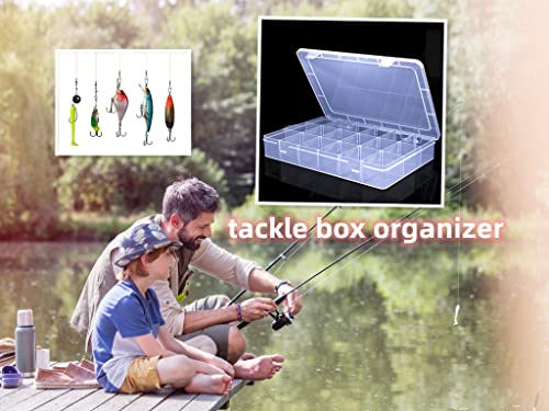 Image of Large18 Grids Clear Organizer Box Snack Box with Removable Dividers for Fishing Hook,Bead Organizer Case,Plastic Storage Containers for Small Parts