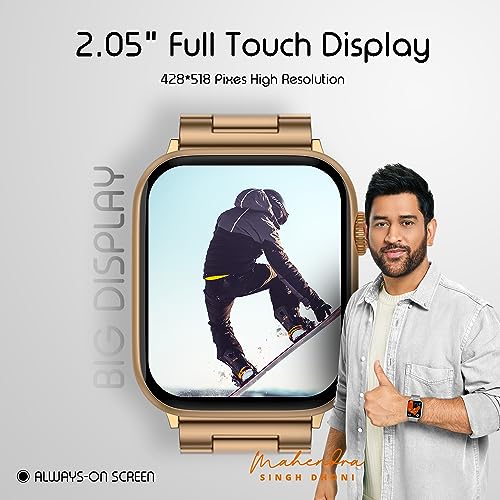 Image of Fire-Boltt Vogue Large 2.05 inch Display Smart Watch, Always On Display, Wireless Charging, App Based GPS with Bluetooth Calling & 500+ Watch Faces (Chain Rose Gold)