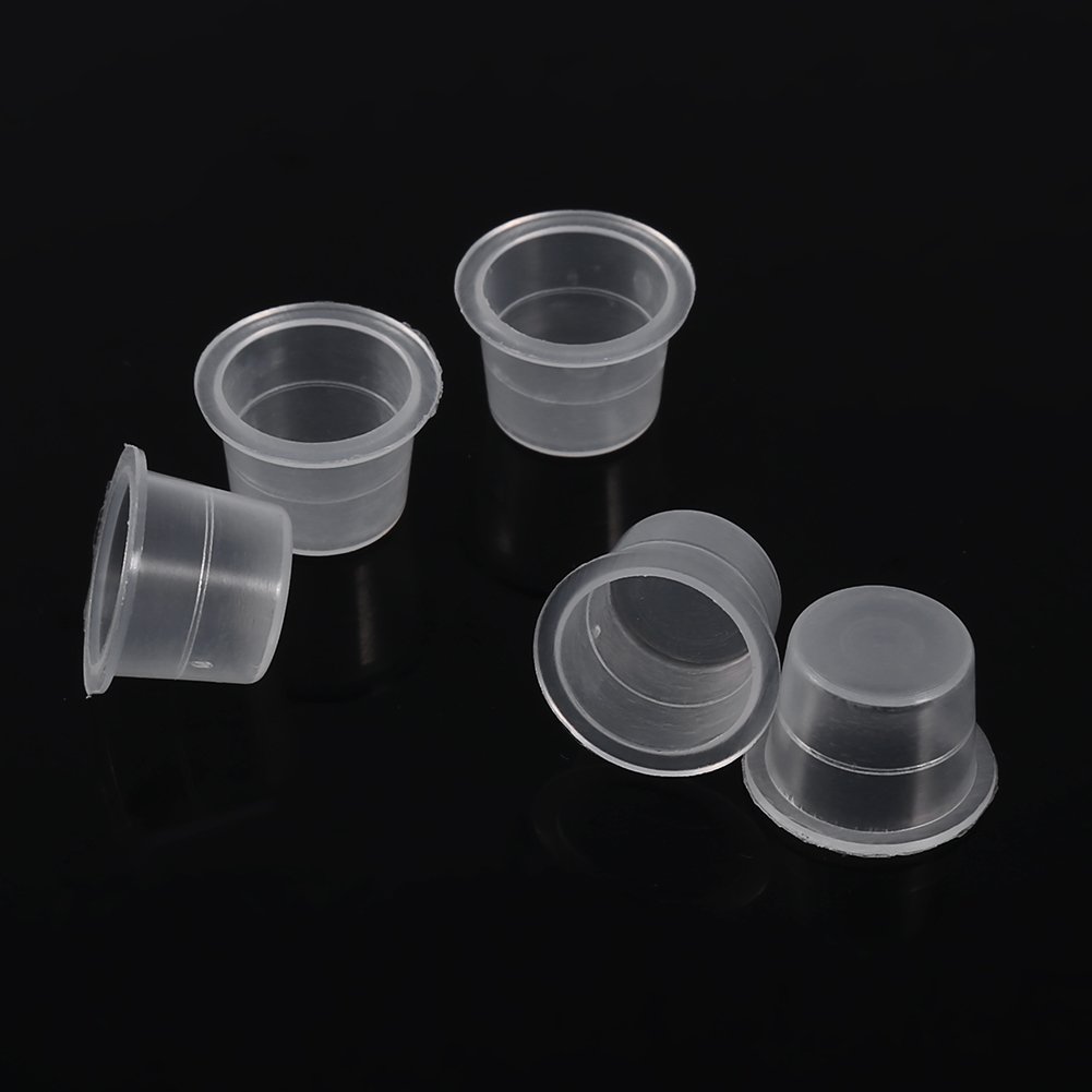 Tatuaż tusz czapki, tusz do tatuażu Cap kubek Pot średni duży plastikowy pigment do tatuażu kubek do tatuażu makijaż permanentny pojemnik Cap tusz do tatuażu materiały do ​​tatuażu 100 sztuk(M)