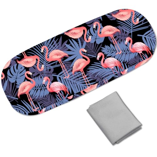 CREATCABIN Estuche Rígido de Cuero para Gafas de Sol, Estuche para Guardar Gafas, Estuche Portátil de Viaje, Funda Protectora Tipo Concha, Paño de Limpieza, Regalo para Mujeres Y Hombres, Flamenco de