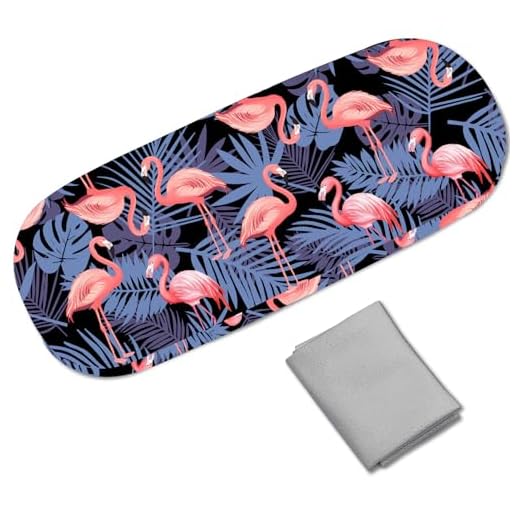 CREATCABIN Estuche Rígido de Cuero para Gafas de Sol, Estuche para Guardar Gafas, Estuche Portátil de Viaje, Funda Protectora Tipo Concha, Paño de Limpieza, Regalo para Mujeres Y Hombres, Flamenco de