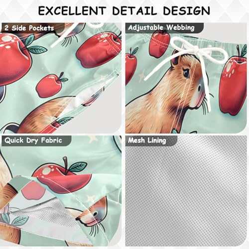 Capybara and Red Friut Boys Swim Trunks, Quick Dry Toddler Beach Shorts Boy Swimwear Bathing Suit3