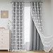 MYSKY HOME Living Room Curtains 84 Inchs Long Grey Curtains for Bedroom Blackout Curtains for Kids Room Grommet Room Darkening Pom Pom Curtains White Sheer Double Layer Drapes for Boys Room W52 X L84