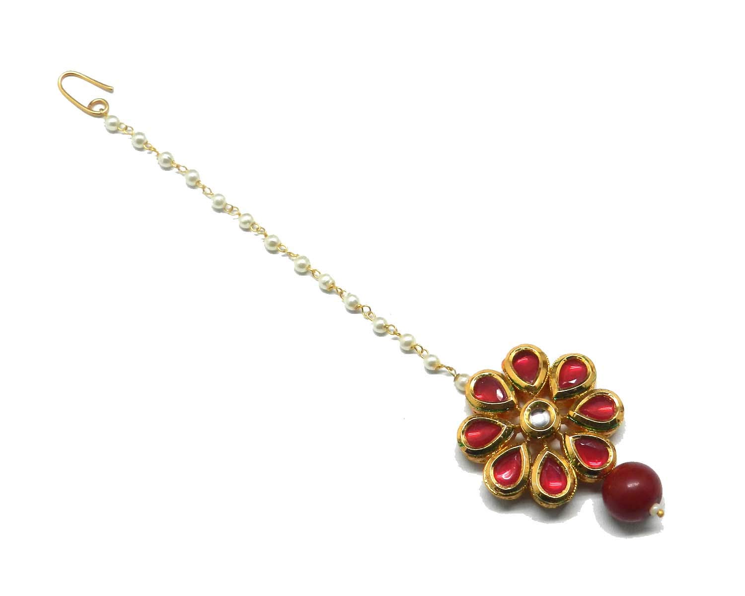 Radhesh Creation and Jewellery Gold Plated Crystal and Pearl Flower Style Maang Tikka for Women (B07JH2BLKG) Amazon Price History, Amazon Price Tracker