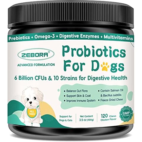 Dog Probiotics and Prebiotics for Digestive Health and Skin Care, 99 Chews Cover