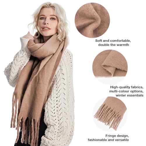 MissShorthair Chunky Scarf Fluffy Warps for Women Winter Thick Soft Shawl Giant Colorful Blanket Scarves3