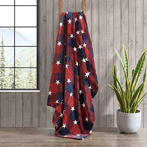 Image of Eddie Bauer - Throw Blanket, Ultra-Soft Reversible Plush Fleece Blanket, Cozy Lightweight Bedding for Couch & Bed (Americana Plaid Red, 50' x 70')