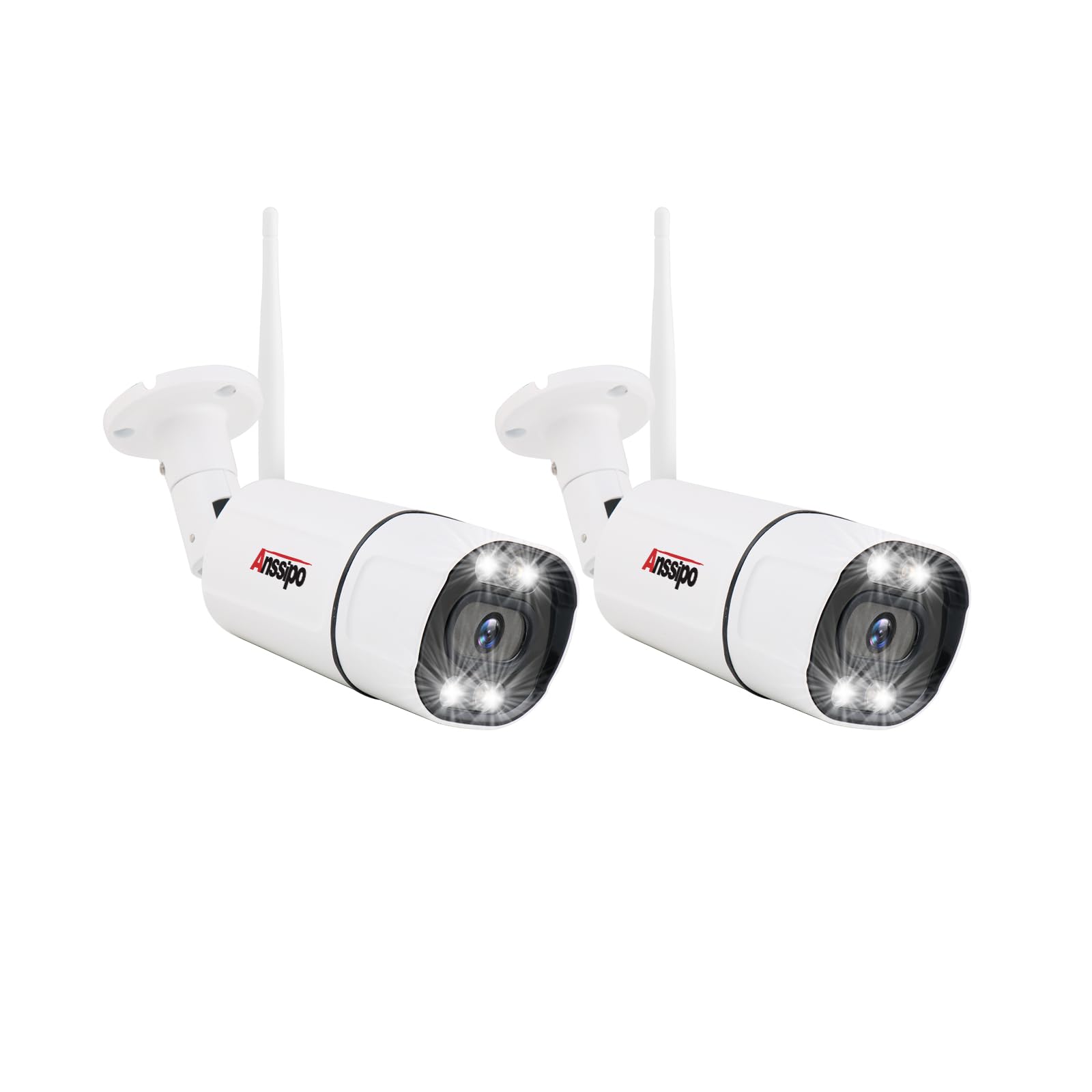 Telecamere di sorveglianza WiFi da 3 MP per interni ed esterni, visione notturna a colori, plug-in, audio bidirezionale, rilevamento volto/movimento AI, sostituzione telecamera di sicurezza, 2 pezzi
