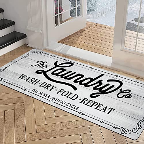 Image of Pauwer Laundry Room Rug Runner 20 inchx48 inch, Non Slip Waterproof Mat, Beige