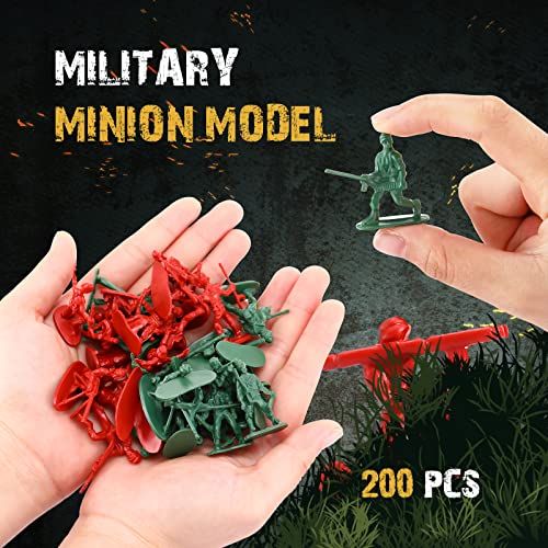 200 Pcs Mini Army Soldiers Various Pose Toy Soldiers Green And Red Plastic Army Men Action Figures For Teens Birthday Party Favors Supplies, 12 Random Styles #TOP5