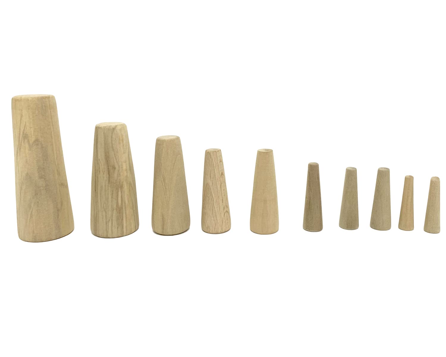 Tappi Conici in Legno per Barca, Set 10 Pezzi, Tappi di Emergenza per Perdite Scafo, Tappi Conici Assortiti per Tubi e Valvole, Legno Morbido ad Espansione Rapida (1/5''–1 3/5'')