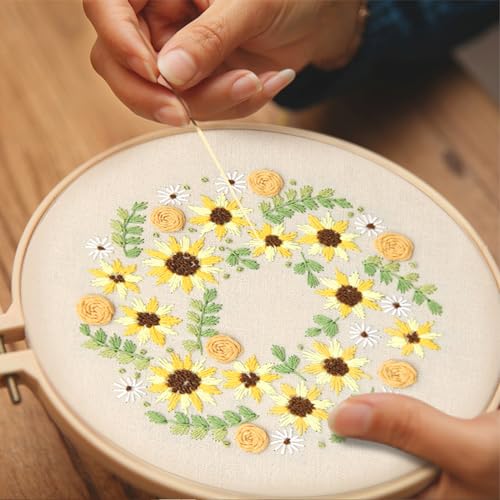 Image of XM-GENYUE 3 Sets Embroidery Stitch Practice kit for Beginners Adults, Flower Stitch Starter Kits Set for Adults with Embroidery Skill Techniques