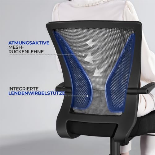 Yaheetech Bürostuhl Ergonomisch mit Netzbespannung Atmungsaktiv, Schwarz – Ansicht 6