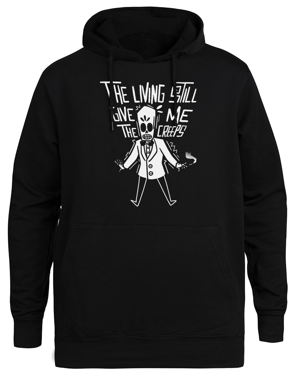The Living Still Give Me The Creeps Unisex Czarna Bluza Ekologiczna z Kapturem Unisex Black Hoodie Eco-Friendly Hooded Jacket