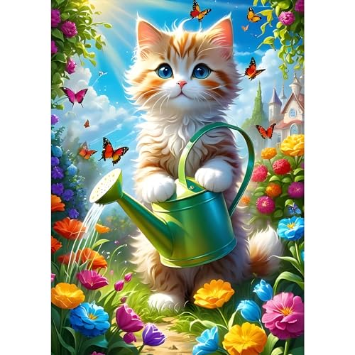DPHERO DIY Cat Diamond Painting Kits for Adults,5D Flowers Diamond Art Kits for Beginners,Round Full Drill…