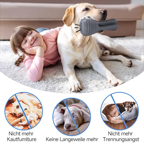 HETOO Hundespielzeug für Aggressives Kauen, Kauspielzeug Hund Fast Unzerstörbar, Quietschend Hunde Spielzeug Für Mittelgroße Hunde, Robuster Langlebig Gummi Dog Toys (Krokodil)