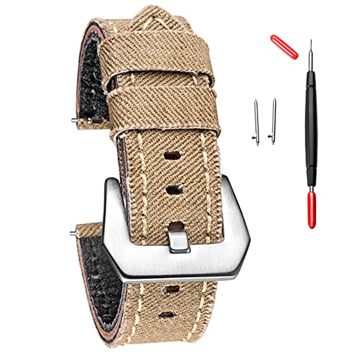 Hemsut Bracelet de montre en toile décontracté pour homme et femme Bracelet de montre intelligent à libération rapide Fait à la main 20 mm, 22 mm, 24 mm Cover