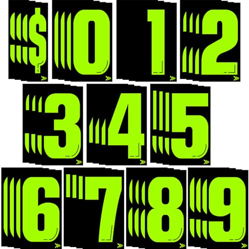 Image of Engrowtic 44 Pcs 7 1 /2 Vinyl Number Decals Large Chartreuse Windshield Pricing Stickers Car Dealership Supplies 0-9 Car Lot Pricing Numbers for Auto Vehicle Window