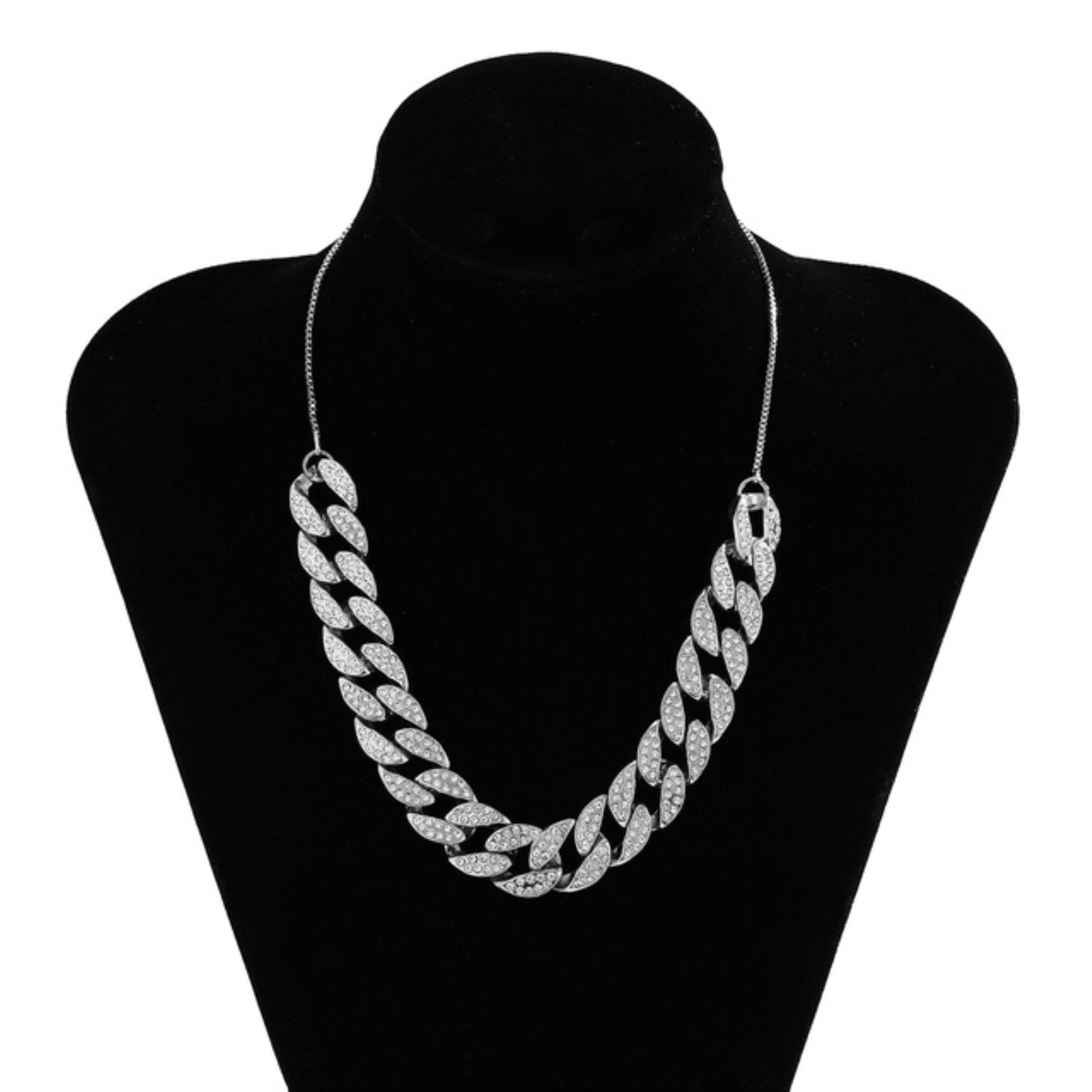 HCMA Adjustable Iced Out Chain Necklace for Women Hip Hop Chunky Rhinestone Choker Necklaces Jewelry Gift