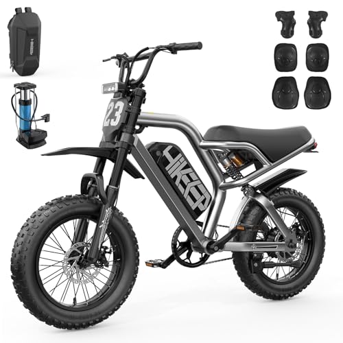 HiKeep Electric Dirt Bike for Adults - Peak 1500W Electric Bikes 48V/15.6Ah Ebike 25-50 Mile(PAS Mode) 16 Inch All-Terrain Fat Tire Electric Motorcycle