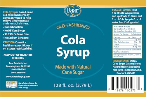 Image of Caffeine Free, Non-carbonated Cola Syrup with Pure Cane Sugar (No High Fructose Corn Syrup), 1 Gallon | Non-carbonated syrup, no high fructose corn syrup, beverage mixer, bulk size