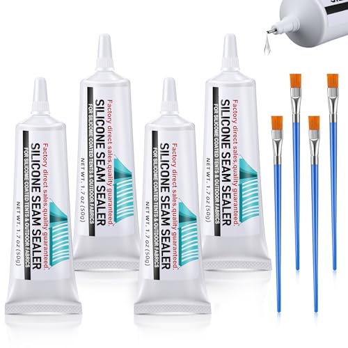 AmazingSpark 4 Pcs Tent Seam Sealer Waterproof Fast Dry Clear Sealant for Tents, Tarps, Awnings