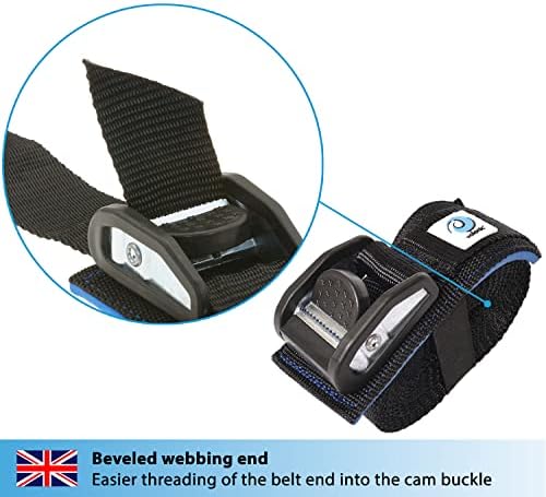 valonic ORCA - tie down straps heavy duty - 800 Kg, 2 pack, padded, cam buckle, 4m - for roof rack, surfboard, kayak and paddle board, black
