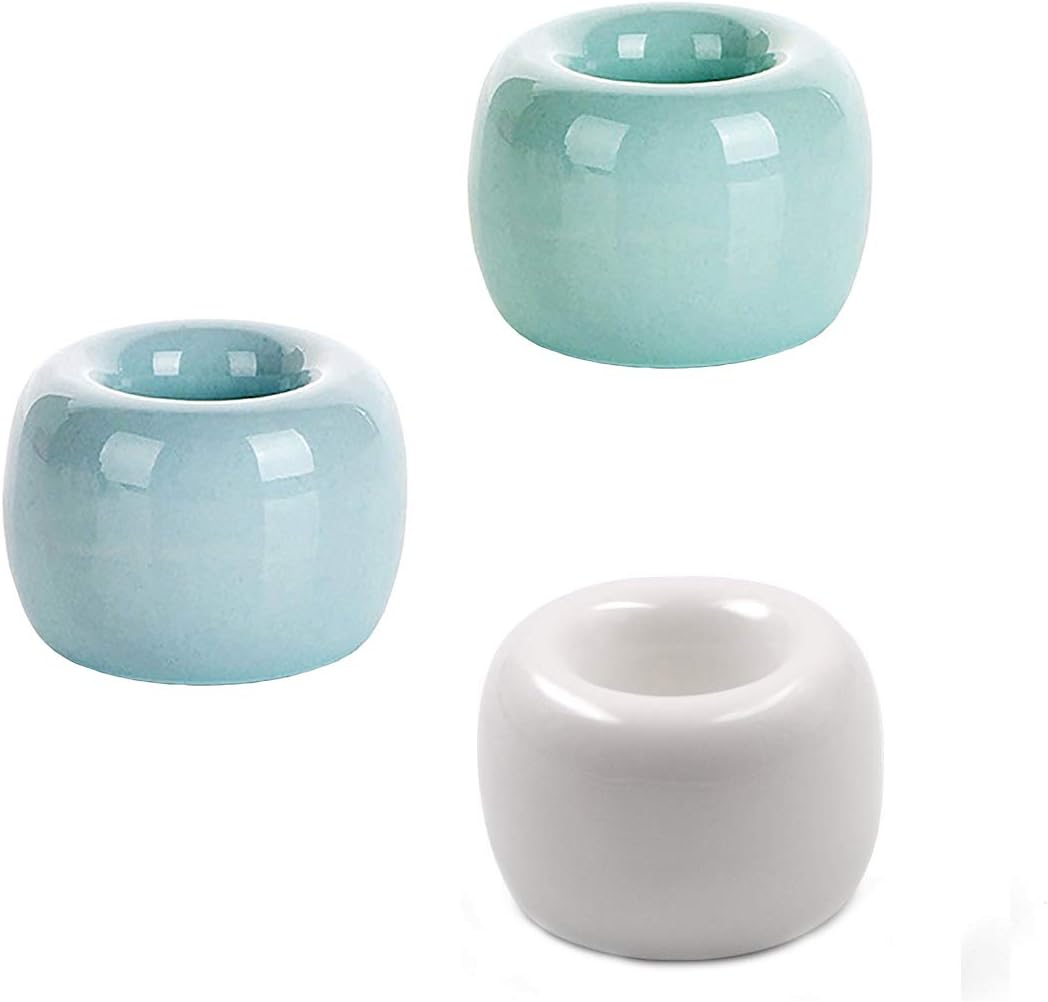 Set of 3 Pcs Mini Ceramic Toothbrush Holder Stand,Pen Stand Rings,Storage Organizer for Bathroom Countertop