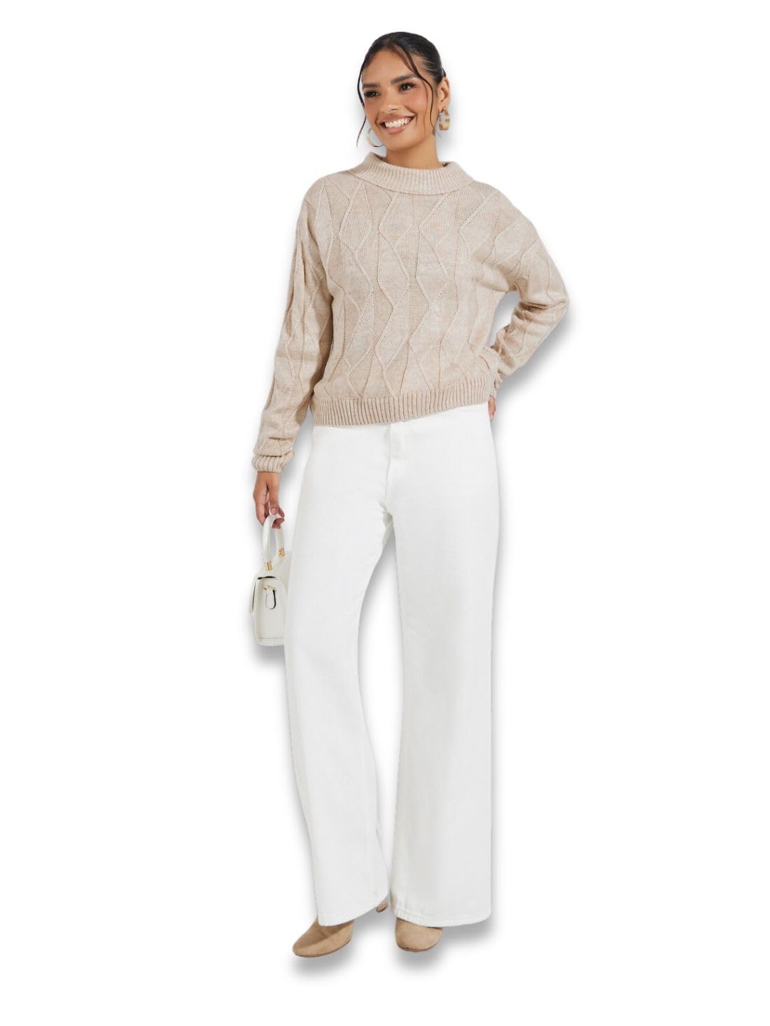 styli Women’s High Neck Pullover Sweater | Boxy Fit Acrylic Knit with Long Sleeves & Straight Hemline | Cozy Winterwear for Women & Girls-picture-30