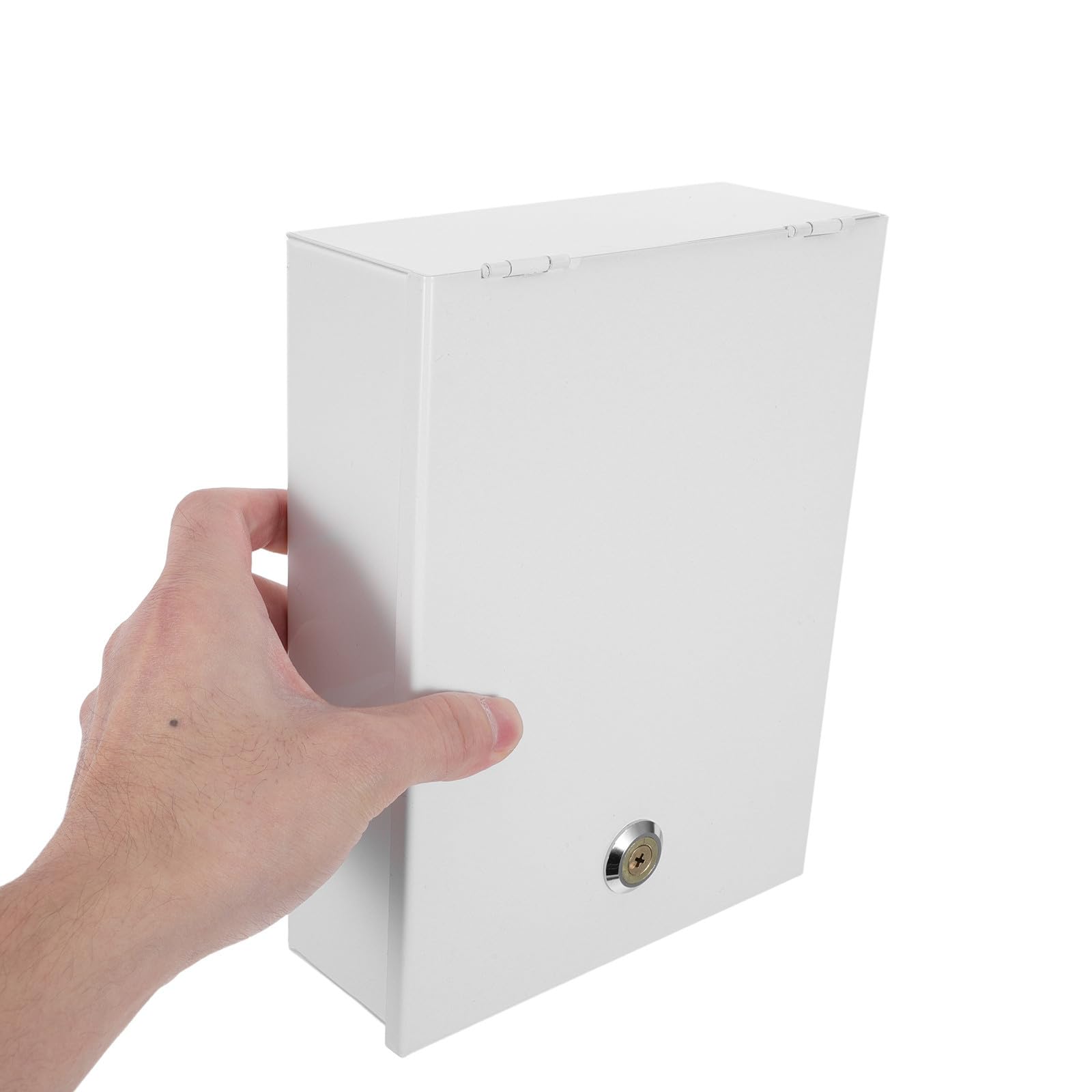 Caja de Seguridad de Hierro Blanco con Llave para Panel de Alarma, Resistente Intemperie, Fácil Instalación y Montaje en Pared para Hogares y Tiendas
