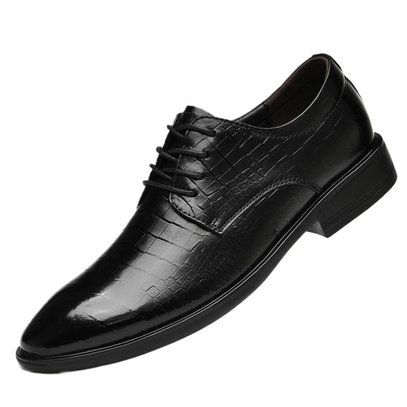 New Luxury Men's Dress Shoes Genuine Leather Oxford Shoes Men Crocodile Pattern Brogue Comfortable Business Lace-up Formal Shoes