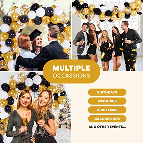 Ballonnenboog Set | Zwart, Goud & Wit Feest Decoratie Set | 115 Ballonnen met ballonnenstrip, knoper en -lijm | Voor… - Image 6