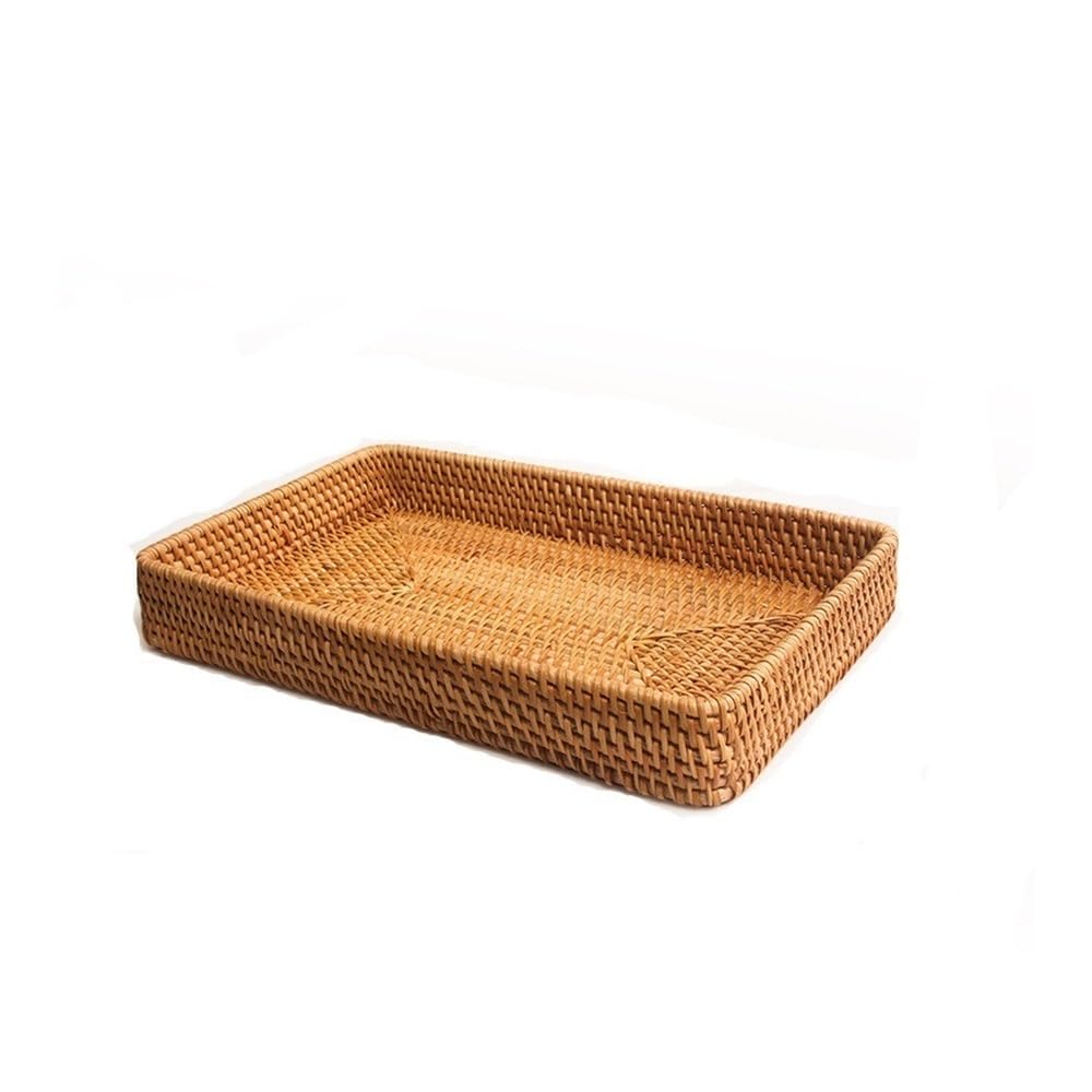 Basket Storage Box Kitchen 1-Pack,Decoration Handwoven Rattan,Square Wicker Tray Picnic Sundries Plate