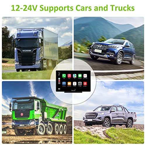 2023 Newest Carpuride 9 Inch Touchscreen Wireless Apple Carplay Android Auto Portable Car Radio Receiver Mp5 Player With Mirror Link/Gps/Siri/Google/Fm,Dashboard Mounted Car Stereo #TOP6