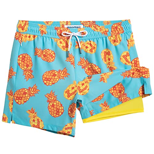 Image of maamgic 5inch Mens Swim Trunks with Compression Liner 2-in-1 Swimming Shorts Stretch Quick Dry with Zipper Pockets