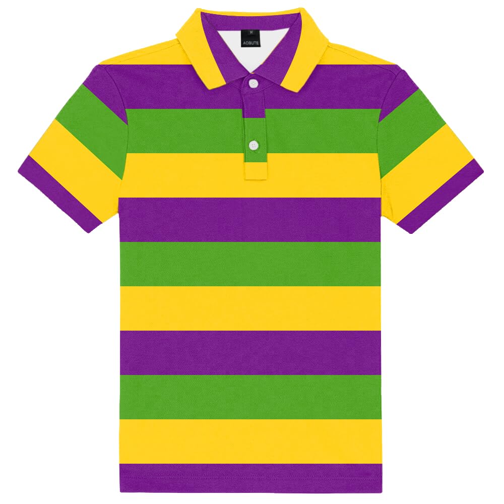 AOBUTE Kids 4th of July Polo American Flag Short Sleeve Button Down Shirts Tops 3-14 Years